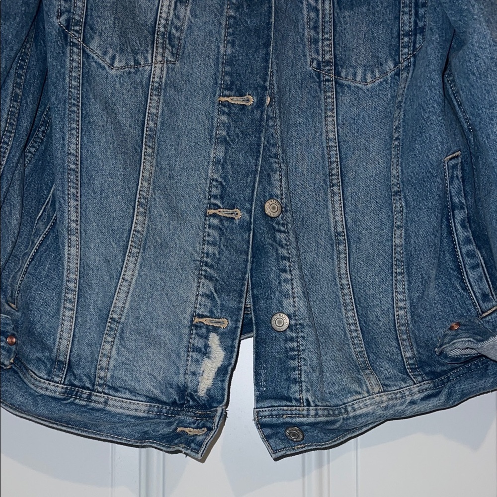 Old Navy Blue Denim Jean Jacket - Women's Casual Button Front - Picture 3 of 9